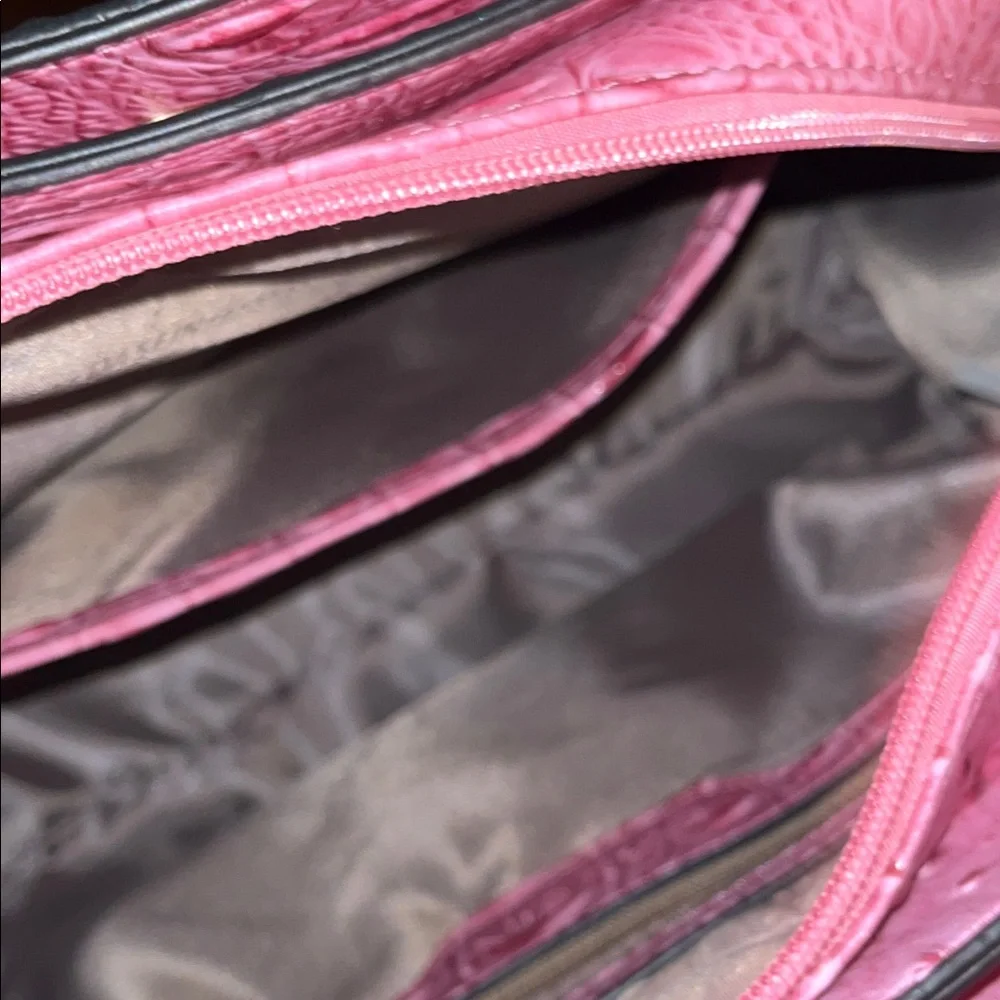 Women's Pink Faux Ostrich Leather Satchel Bag